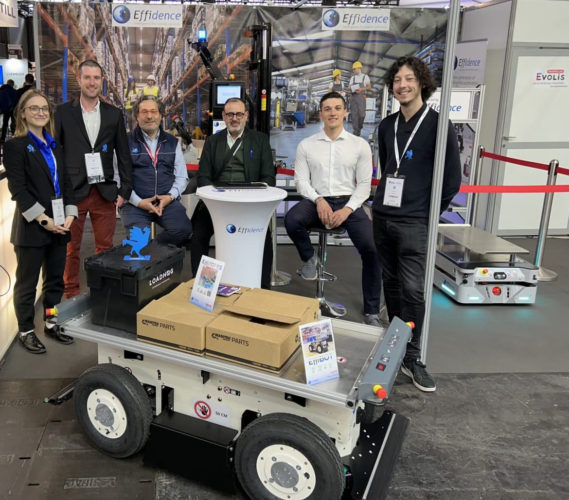 The Effidence team of experts and its partner Manitou were present at Global Industrie, on stand 5R174 with its robots.